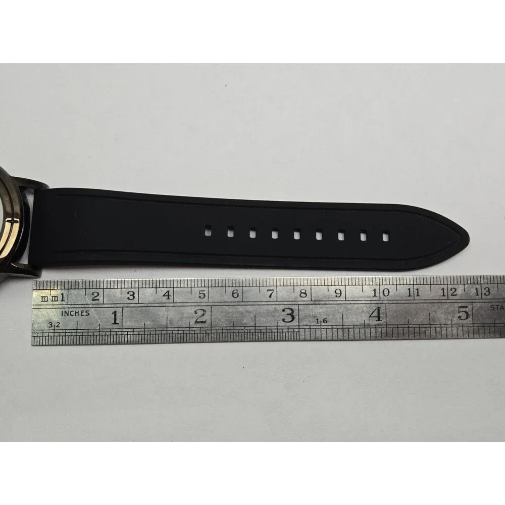 Stuhrling Original Aviator Mens Quartz Silver Dial Rubber Watch 42mm New Battery